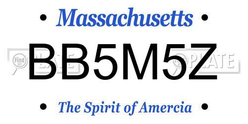 BB5M5Z Massachusetts License Plate