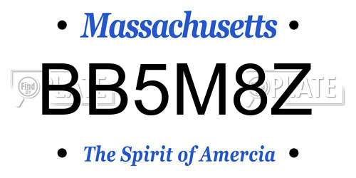 BB5M8Z Massachusetts License Plate