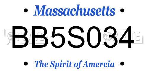 BB5S034 Massachusetts License Plate