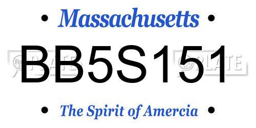 BB5S151 Massachusetts License Plate