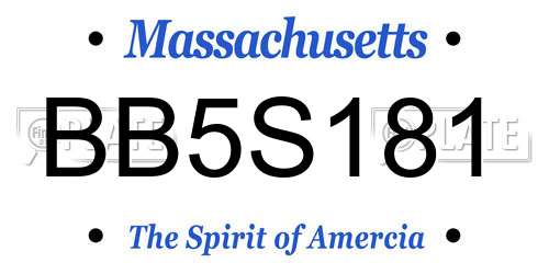 BB5S181 Massachusetts License Plate