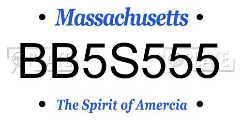 BB5S555 Massachusetts License Plate