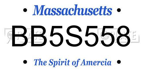 BB5S558 Massachusetts License Plate