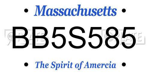 BB5S585 Massachusetts License Plate