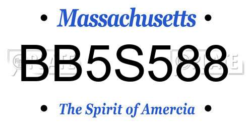 BB5S588 Massachusetts License Plate