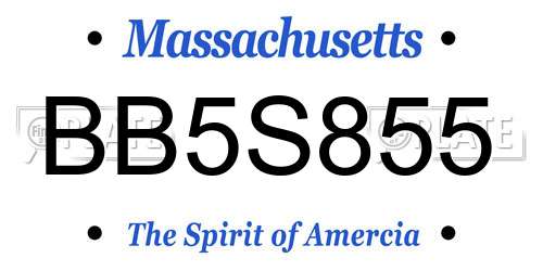 BB5S855 Massachusetts License Plate