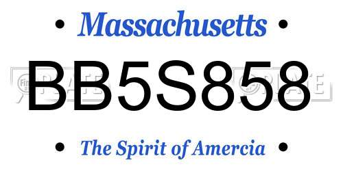 BB5S858 Massachusetts License Plate