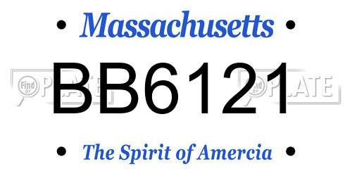 BB6121 Massachusetts License Plate