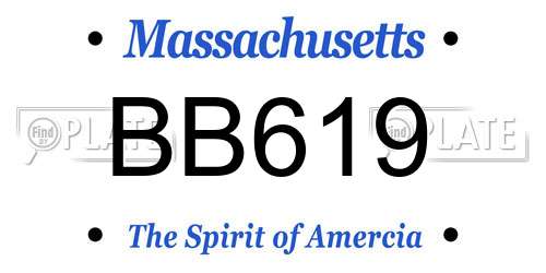 BB619 Massachusetts License Plate