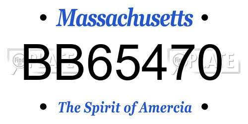 BB65470 Massachusetts License Plate