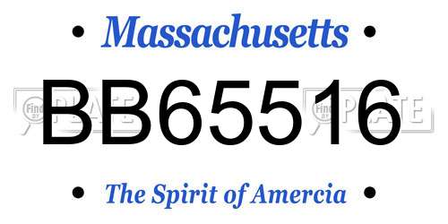 BB65516 Massachusetts License Plate