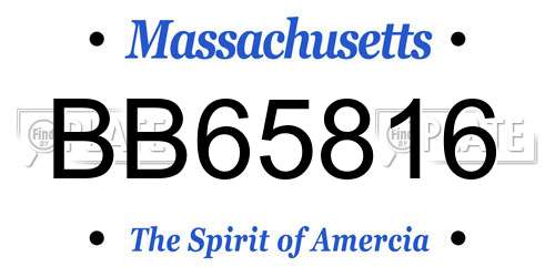 BB65816 Massachusetts License Plate