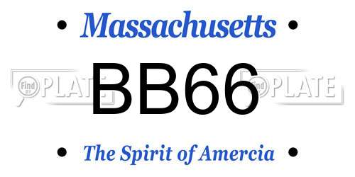 BB66 Massachusetts License Plate