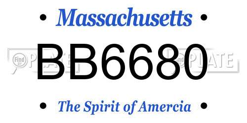 BB6680 Massachusetts License Plate