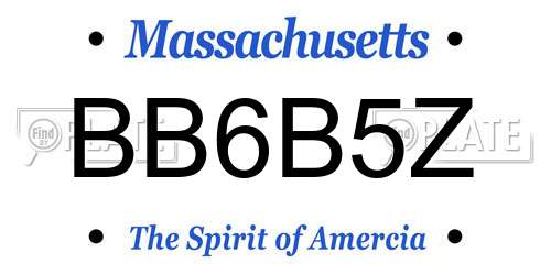 BB6B5Z Massachusetts License Plate