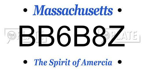 BB6B8Z Massachusetts License Plate