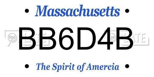 BB6D4B Massachusetts License Plate