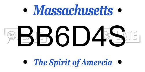BB6D4S Massachusetts License Plate