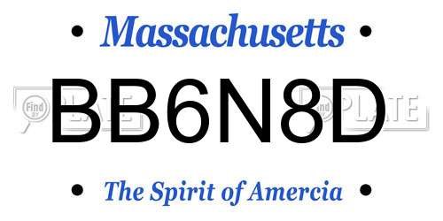 BB6N8D Massachusetts License Plate