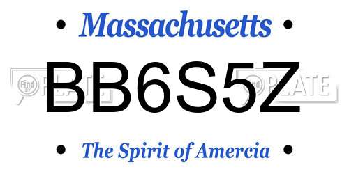 BB6S5Z Massachusetts License Plate