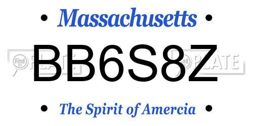 BB6S8Z Massachusetts License Plate
