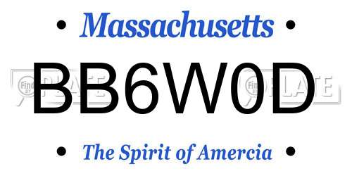 BB6W0D Massachusetts License Plate