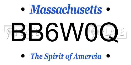 BB6W0Q Massachusetts License Plate