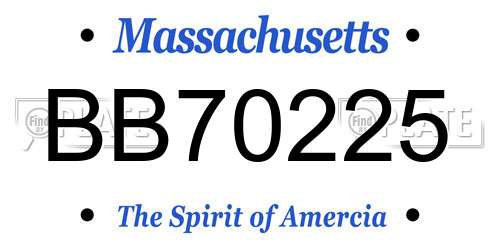 BB70225 Massachusetts License Plate
