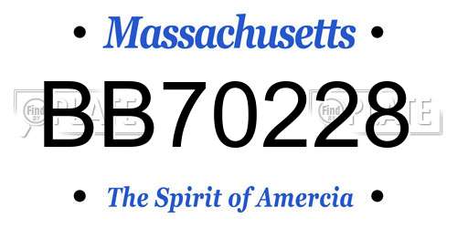 BB70228 Massachusetts License Plate