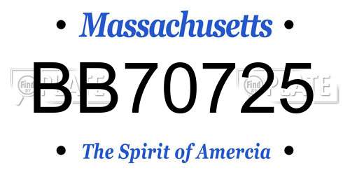 BB70725 Massachusetts License Plate