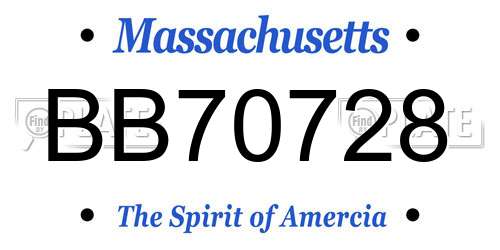 BB70728 Massachusetts License Plate