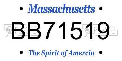 BB71519 Massachusetts License Plate