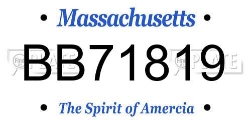 BB71819 Massachusetts License Plate