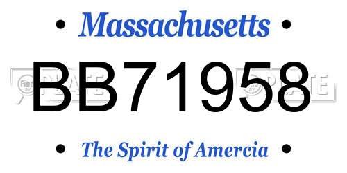 BB71958 Massachusetts License Plate