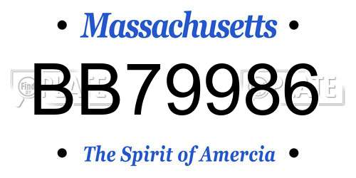 BB79986 Massachusetts License Plate