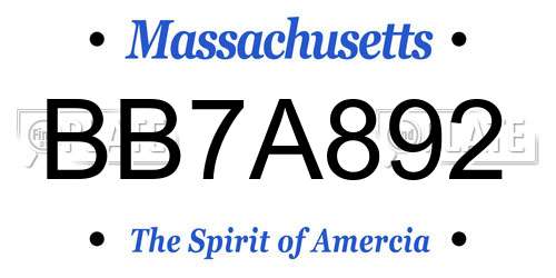 BB7A892 Massachusetts License Plate