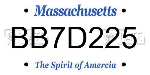 BB7D225 Massachusetts License Plate