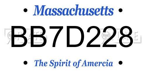 BB7D228 Massachusetts License Plate