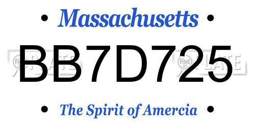 BB7D725 Massachusetts License Plate