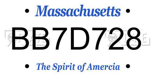 BB7D728 Massachusetts License Plate