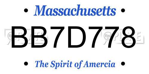 BB7D778 Massachusetts License Plate