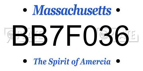 BB7F036 Massachusetts License Plate