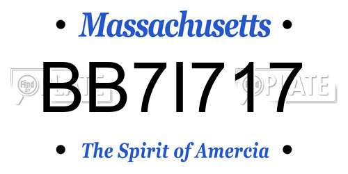 BB7I717 Massachusetts License Plate