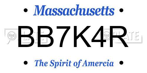BB7K4R Massachusetts License Plate