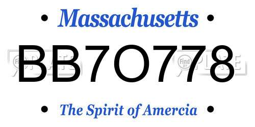 BB7O778 Massachusetts License Plate