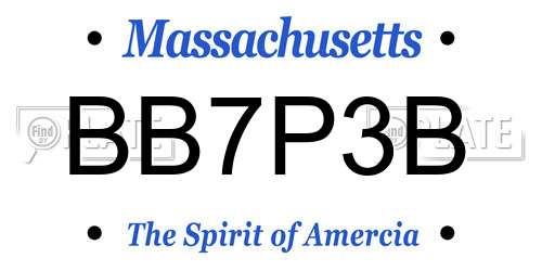 BB7P3B Massachusetts License Plate
