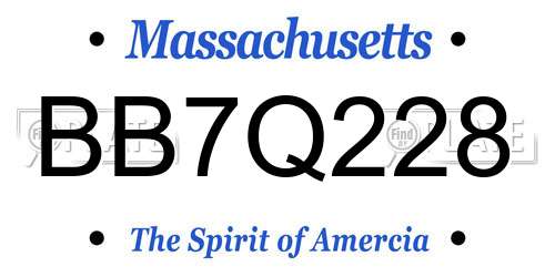 BB7Q228 Massachusetts License Plate