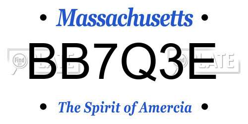 BB7Q3E Massachusetts License Plate