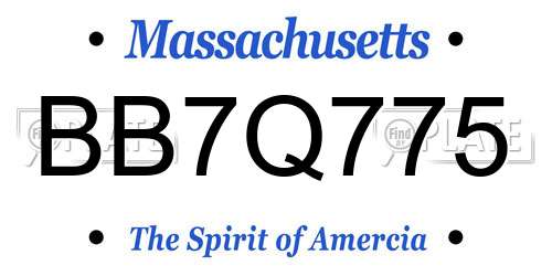 BB7Q775 Massachusetts License Plate