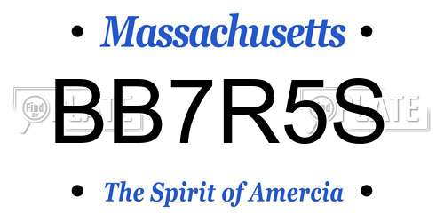 BB7R5S Massachusetts License Plate